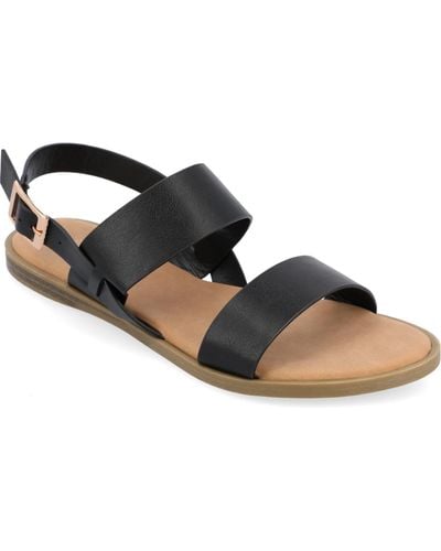 Journee Collection Lavine Double Strap Flat Sandals - Black
