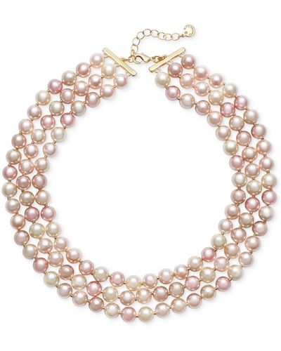 Charter Club Imitation Pearl Triple Layer Necklace - Pink