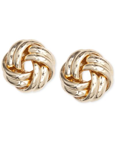 Anne Klein Gold-tone Knot Stud Earrings - Metallic