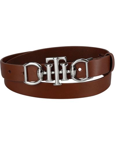 Tommy Hilfiger Skinny Double Ended Horsebit Buckle Dress Casual Belt - Brown