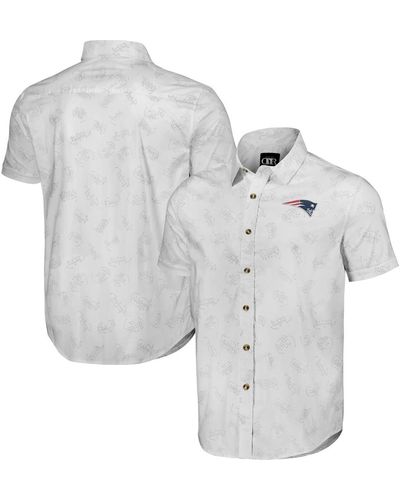 Fanatics Nfl X Darius Rucker Collection By New England Patriots Woven Short Sleeve Button Up Shirt - Gray