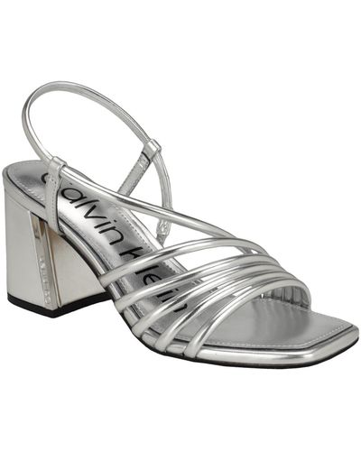 Calvin Klein Holand Strappy Block Heel Dress Sandals - Metallic