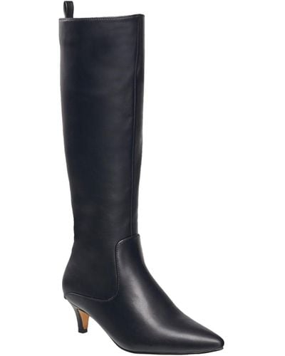 French Connection Darcy Kitten Heel Knee High Boots - Blue
