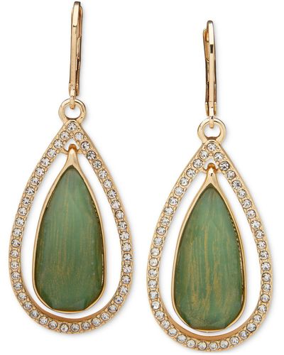 Anne Klein Gold-tone Pavé Crystal Orbital Lush Teardrop Earrings - Green