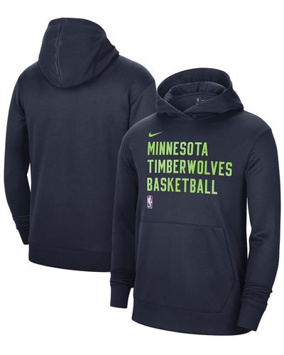 Nike And Minnesota Timberwolves 2023/24 Performance Spotlight On-court Practice Pullover Hoodie - Blue