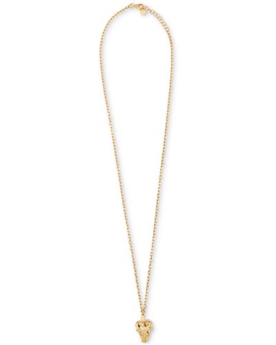 Philipp Plein Gold-tone Ip Stainless Steel 3d Crowned $kull Cable Chain 29-1/2" Pendant Necklace - White