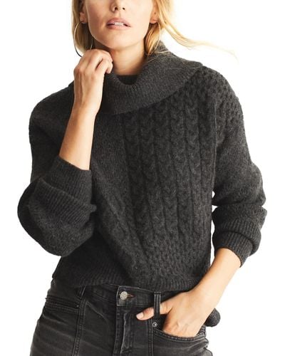 Frye Mix-stitch Envelope-collar Sweater - Black