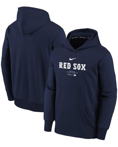 Nike Big Boys And Girls Boston Red Sox Authentic Collection Performance Pullover Hoodie - Blue