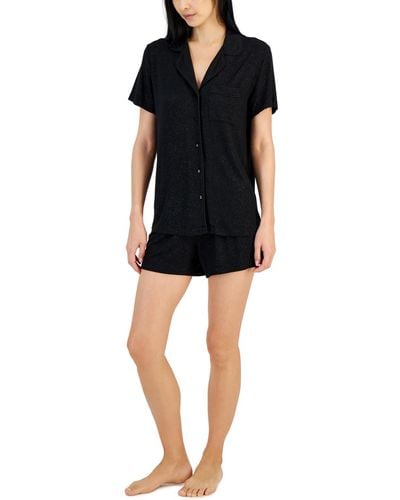 INC International Concepts 2-pc. Sparkle Knit Pajamas Set - Black