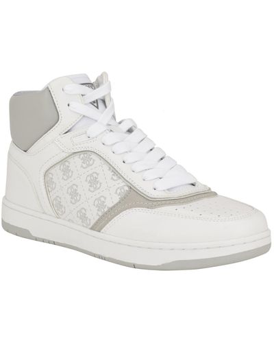 Guess Towen Branded High Top Fashion Sneakers - White