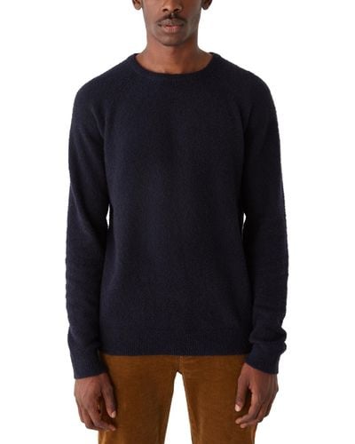 Frank And Oak Textured Crewneck Long Sleeve Sweater - Blue