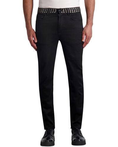 Karl Lagerfeld White Label Slim Fit Studded Jeans - Black