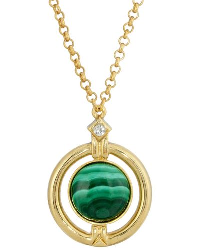 2028 Gold-tone Round Semi Precious Necklace - Green