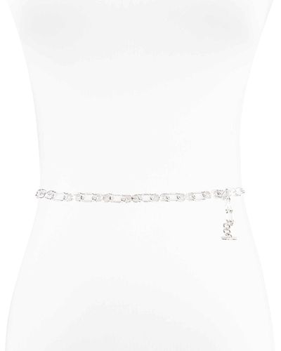 Sam Edelman Double-e Logo Chain Dress Belt - White