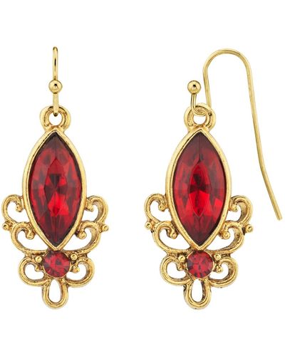 2028 Gold-tone Drop Earring - Red