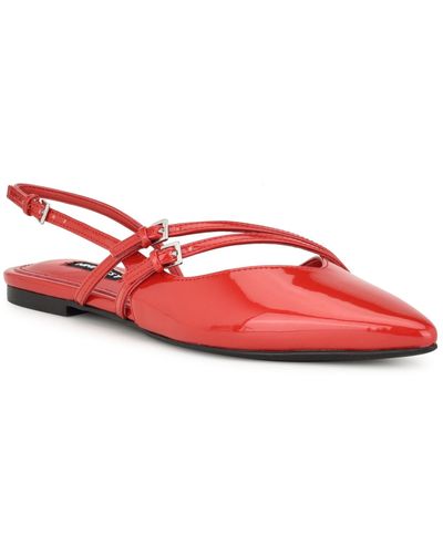Nine West Beley Strappy Pointy Toe Dress Flats - Red