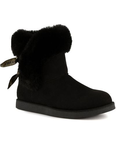 Juicy Couture Faux Suede Cozy Winter & Snow Boots - Black