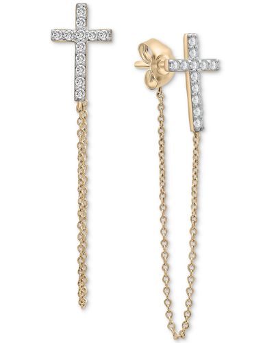 Wrapped in Love Diamond Cross Chain Front To Back Drop Earrings (1/4 Ct. T.w. - White