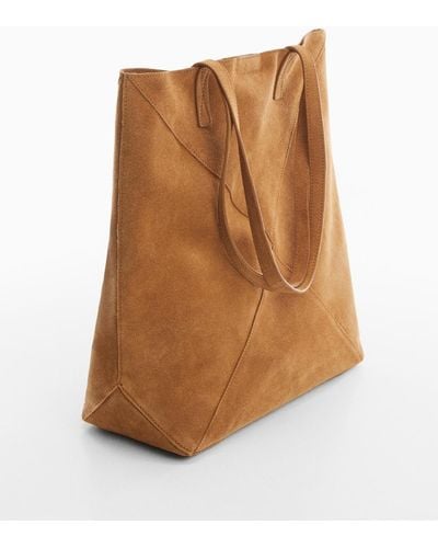 Mango Leather Shopper Bag - Brown