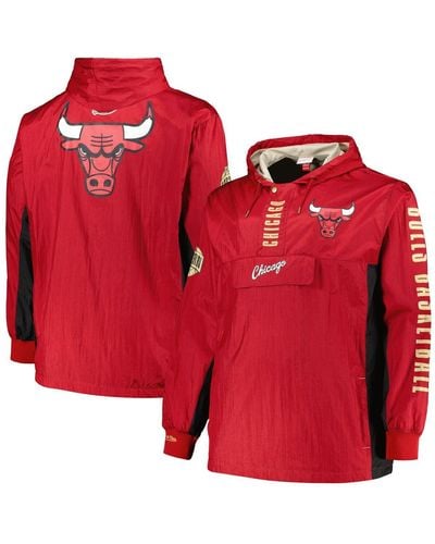 Mitchell & Ness Chicago Bulls Big And Tall Hardwood Classics Team Og 2.0 Anorak Hoodie Quarter-zip Windbreaker Jacket - Red