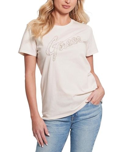 Guess Cotton Lace-logo Short-sleeve Easy T-shirt - Multicolor