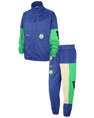Nike Milwaukee Bucks 2023/24 City Edition Courtside Starting Five Full-zip Jacket And Pants Set - Blue
