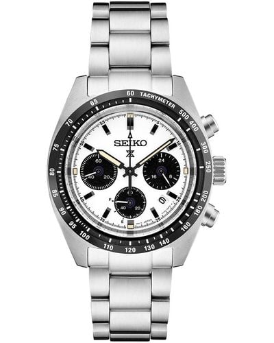 Seiko Chronograph Prospex Speedtimer Solar Stainless Steel Bracelet Watch 39mm - White