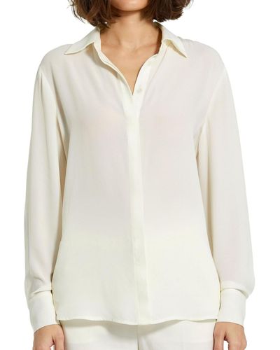 Mac Duggal Classic Georgette Button Up Shirt - White
