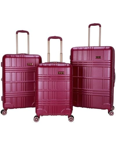 Jessica Simpson Jewel Plaid 3 Piece Hardside luggage Set - Red