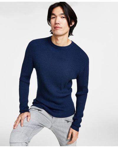 INC International Concepts Ribbed-knit Sweater - Blue