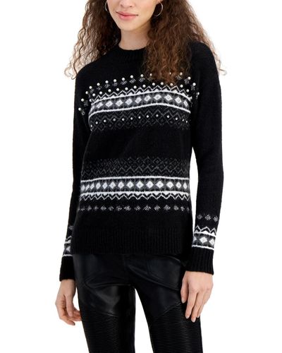 Fever Embellished Fair-isle Sweater - Black