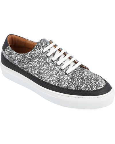 Taft Fifth Ave Handcrafted Custom English Leather Low Top Casual Lace-up Sneaker - White