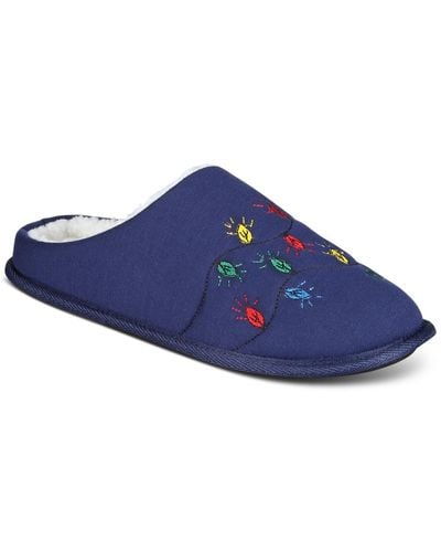 Club Room Holiday Lights Slippers - Blue