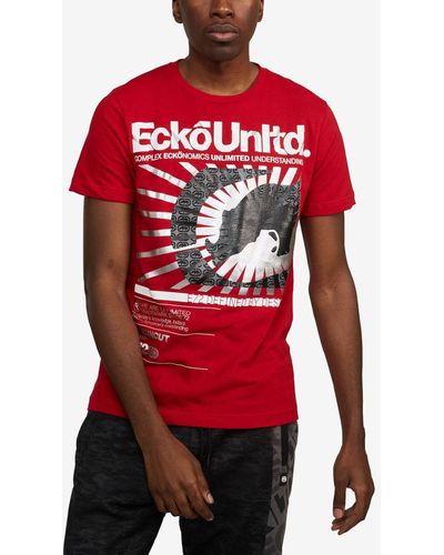 Ecko' Unltd Big And Tall Star Burst Graphic T-shirt - Red