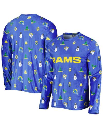 FOCO Los Angeles Rams Holiday Repeat Long Sleeve T-shirt - Blue