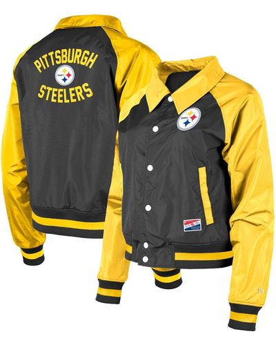 KTZ Pittsburgh Steelers Coaches Raglan Full-snap Jacket - Yellow