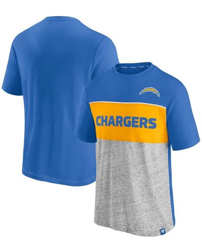 Fanatics Powder Blue And Heathered Gray Los Angeles Chargers Colorblock T-shirt