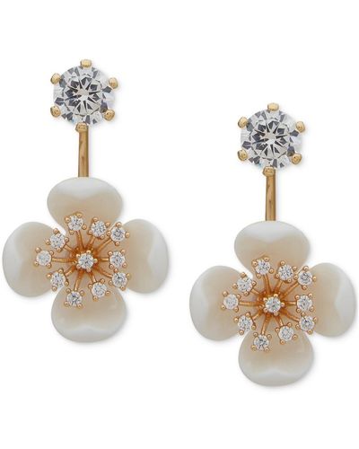 Lonna & Lilly Gold-tone Crystal Flower Drop Earrings - White