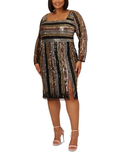 Adrianna Papell Plus Size Sequined Cutout-back Dress - Multicolor