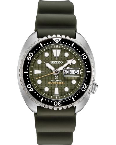 Seiko Automatic Prospex King Turtle Silicone Strap Watch 45mm - Green