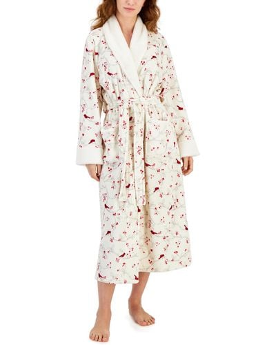 Charter Club Belted -print Robe - White