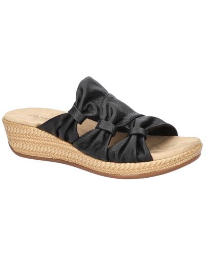 Easy Street Bertina Slip-on Wedge Sandals - Black