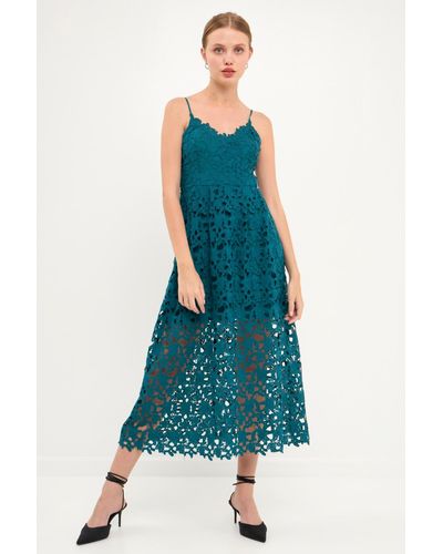 Endless Rose Lace Cami Midi Dress - Blue