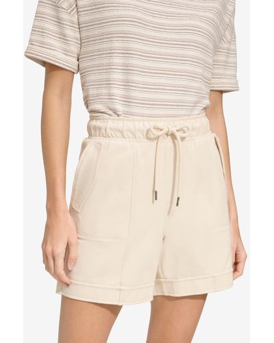 Marc New York Andrew Marc Sport Pull On High Rise Twill Utility Shorts - Natural