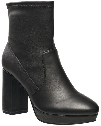 French Connection Lane Platform Leather Booties - Black