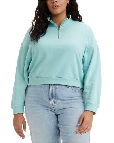 Levi's ® Trendy Plus Size Cosmo 1/4-zip Long-sleeve Sweatshirt - Blue