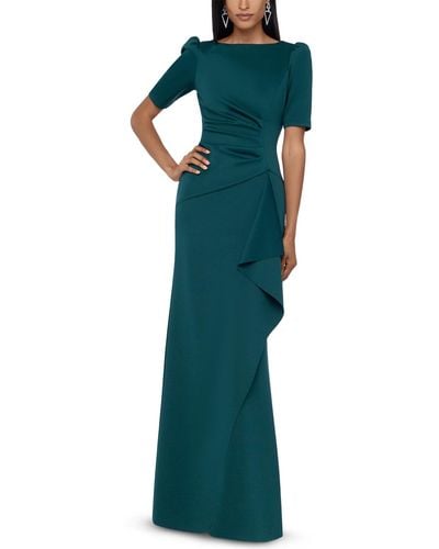 Xscape Ruched A-line Gown - Green