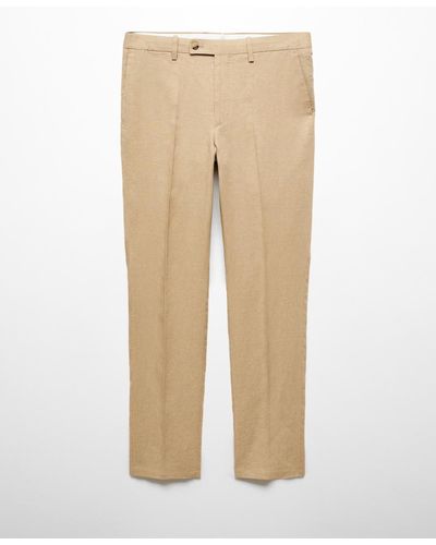 Mango 100% Linen Suit Pants - Natural