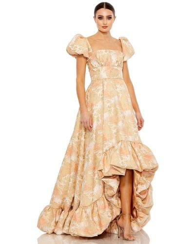 Mac Duggal 68276 Puff Sleeve Floral Dress - Natural