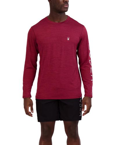 Spyder Long-sleeve Raglan Logo Swim T-shirt - Red